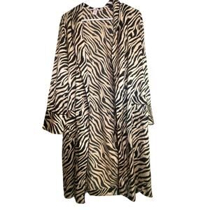 Victoria’s Secret Satin Zebra Print Robe Kimono Style Belted Medium M Loungewear